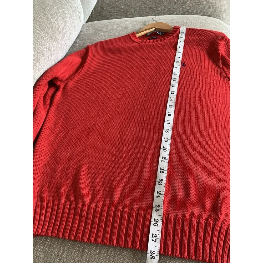 Polo Ralph Lauren Red 100% Cotton Sweater Pullover Crew Neck Prep Ivy Timeless